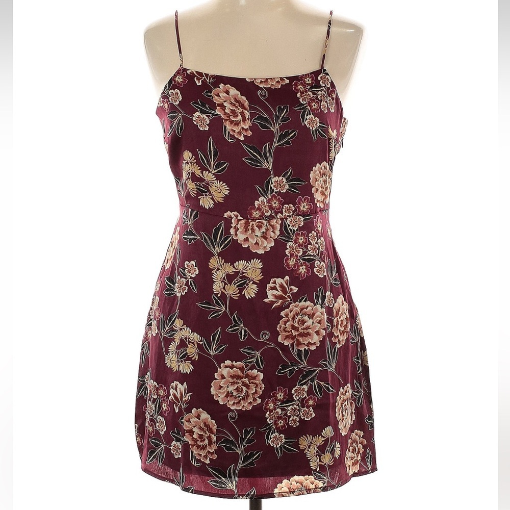 NWOT Anthropologie Cotton Candy LA peony floral burgundy backless mini dress L